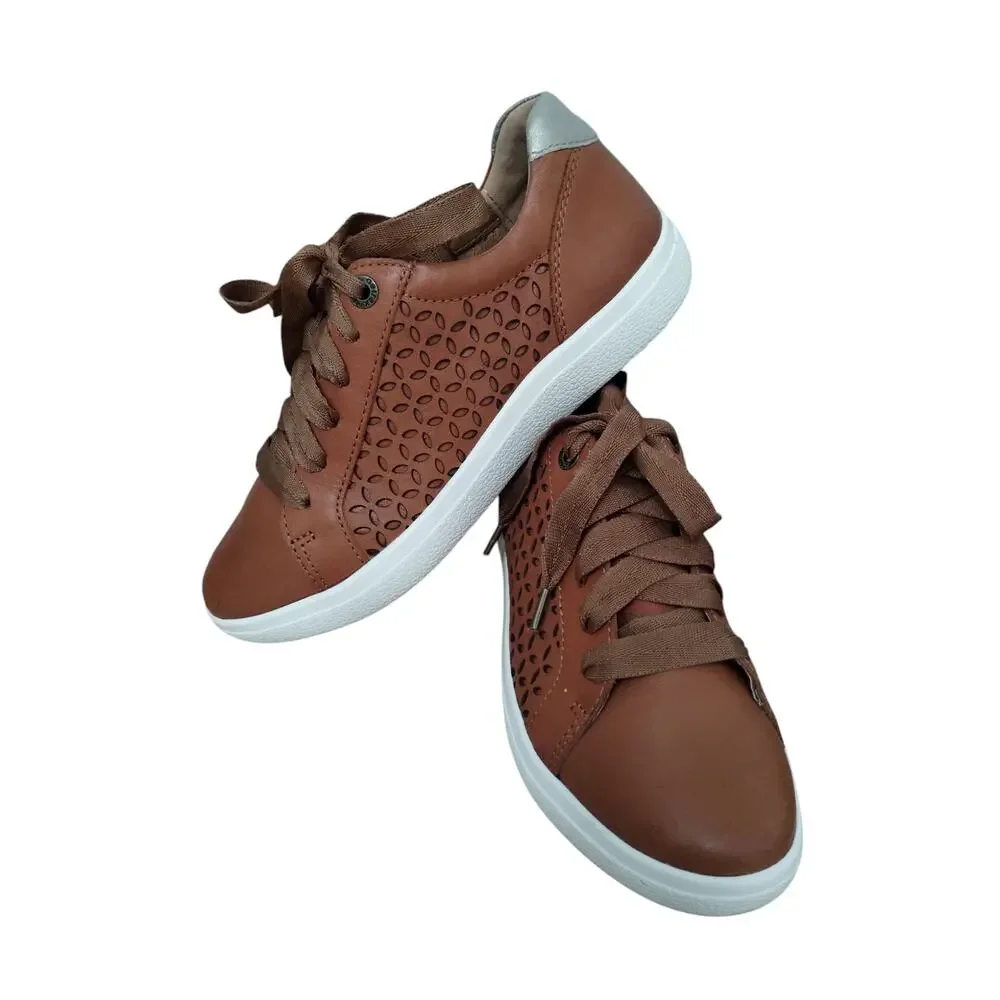 Aetrex Women's‎ Leather Courtney Lace-up Sneakers size 6-6½ Foot Support Cuttout